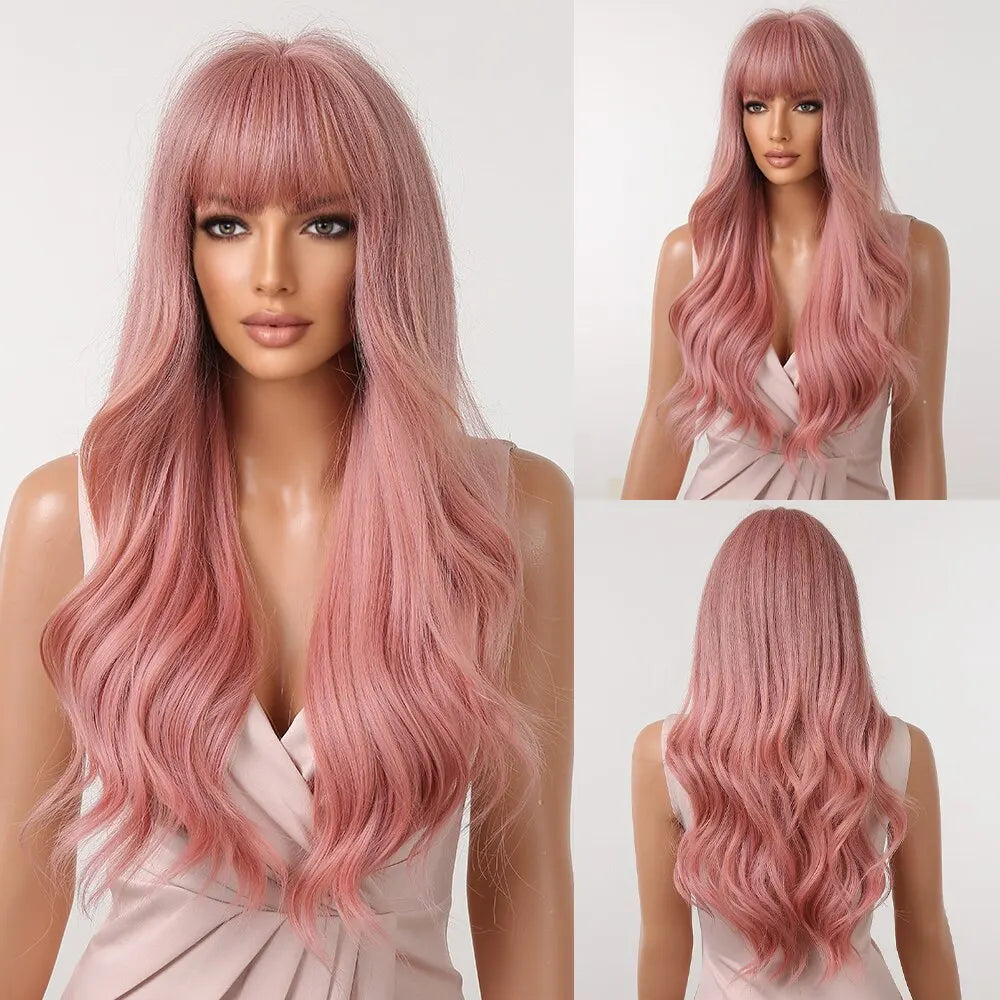 Ginger Curly Synthetic Wigs for Women Long Natural