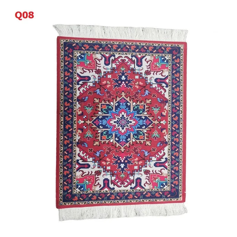 Persian Mini Woven Rug Mat Mousepad with Fring