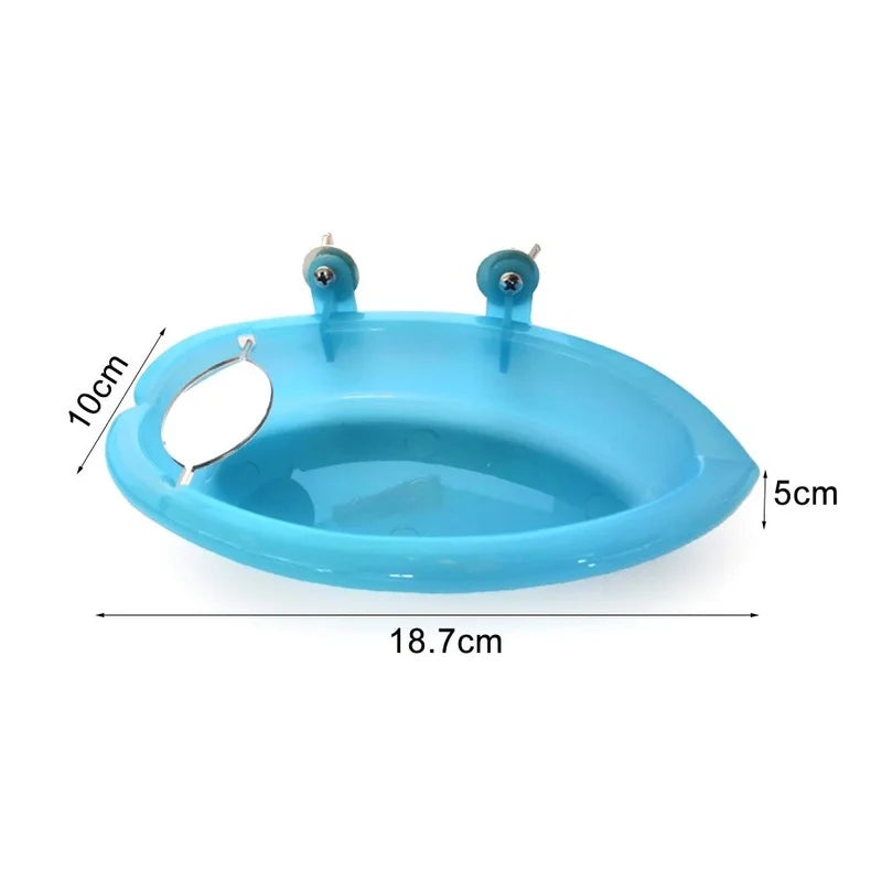 Pet Bird Bath Cage with Mirror, Parrot Bathtub,