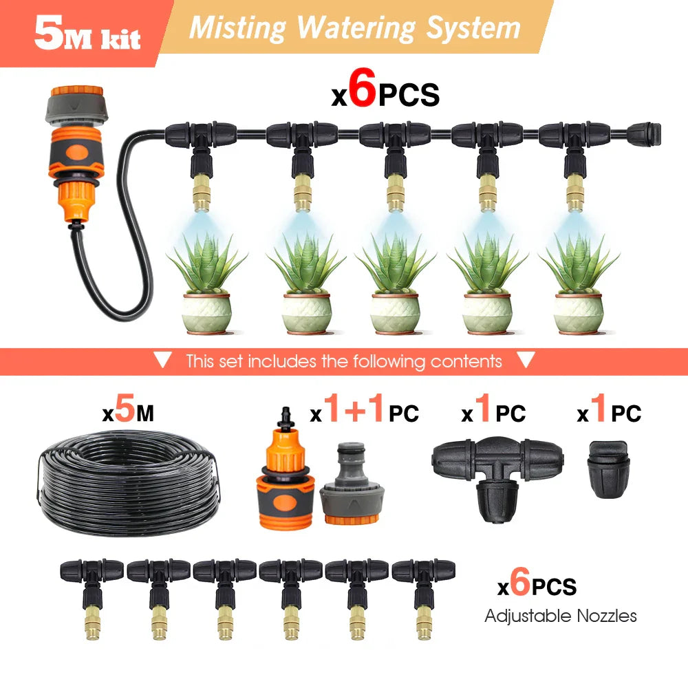 30-5M Garden Adjustable Brass Nozzle Misting Watering System