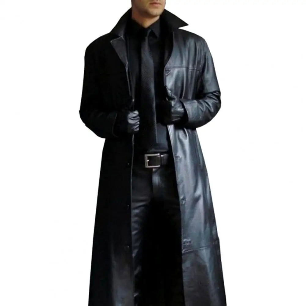 2023 New Men Lapel Goth Punk Black Long