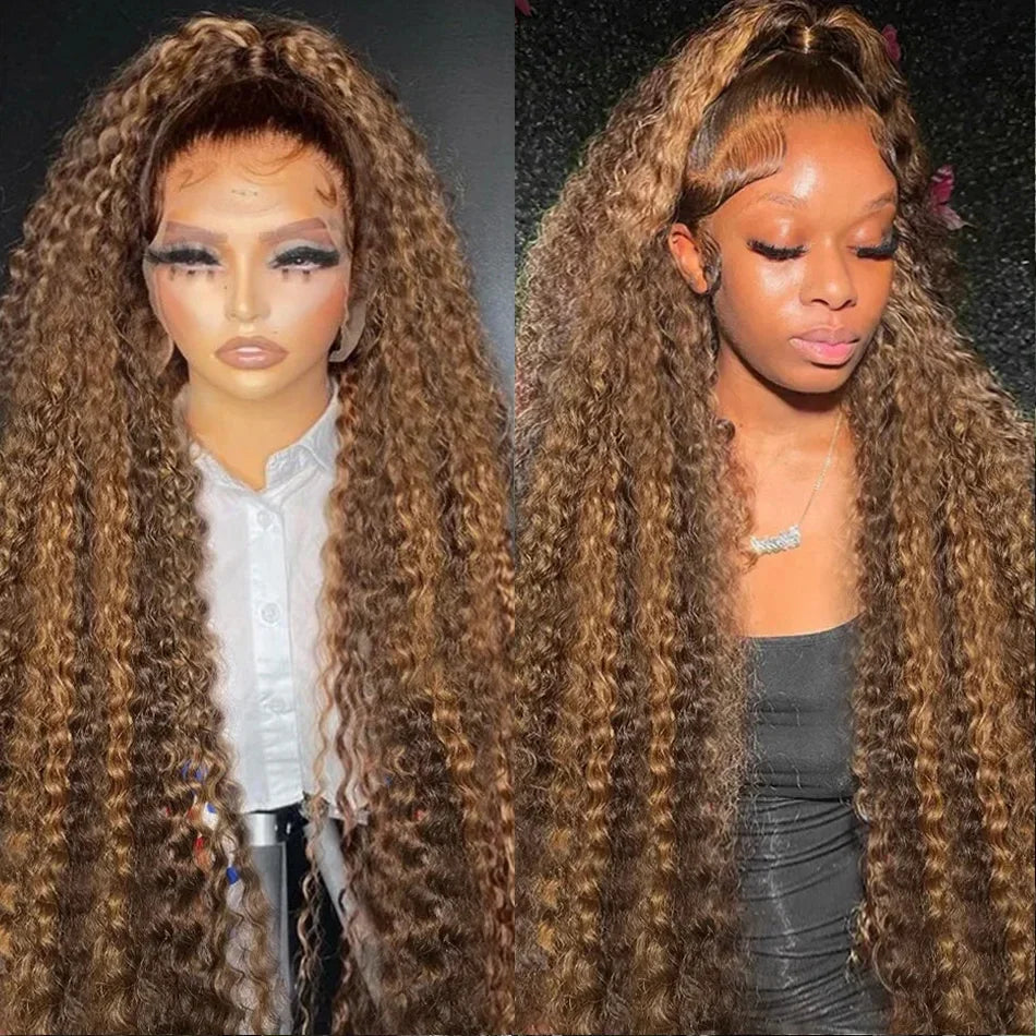 250 Density 30 Inch Highlight Honey Brown Curly