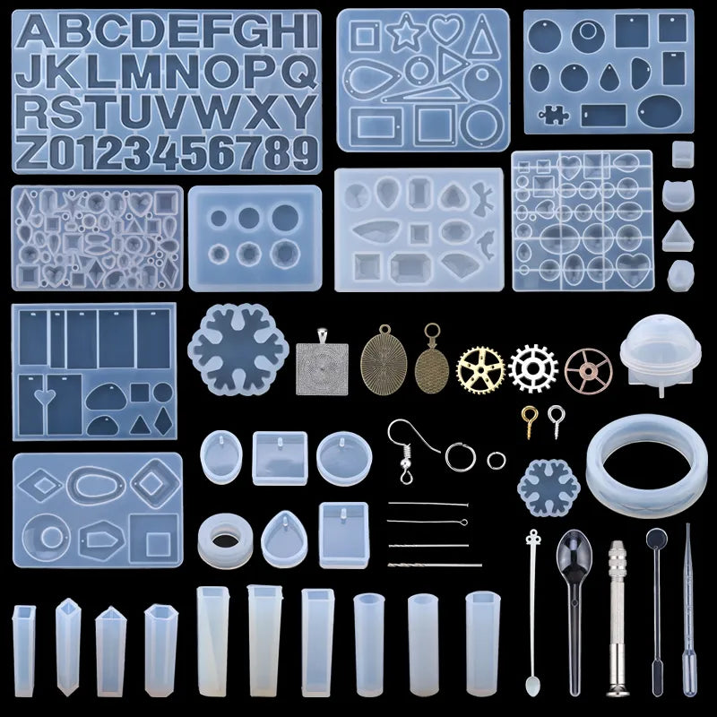 Mixed Style Jewelry Epoxy Resin Molds Set Silicone