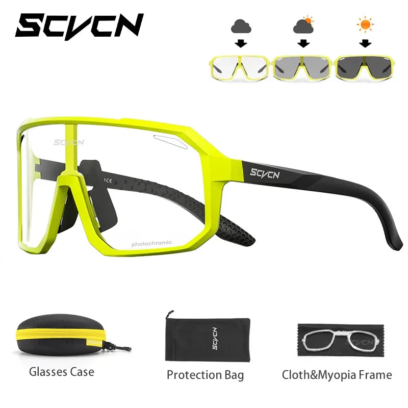 SCVCN Photochromic Men Cycling Sunglasses UV400 Sports Bicycle