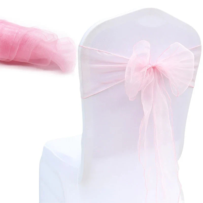 30PCs/lot Organza Chair Sashes Knot Bands Chair Bows