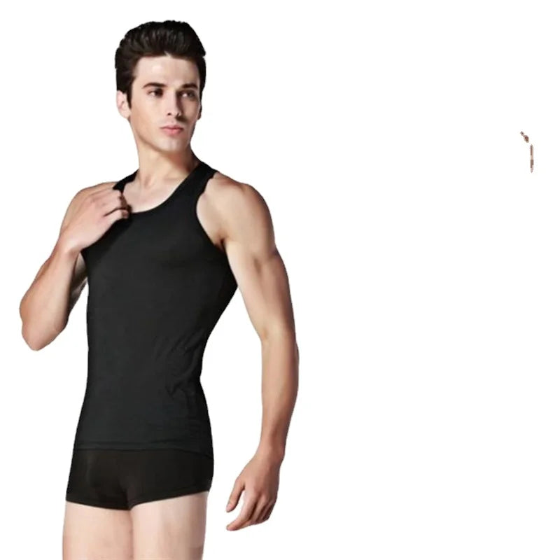 100 Cotton Mens Sleeveless Tank Top Solid Muscle