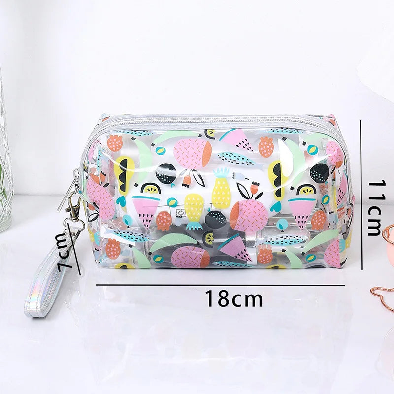Strawberry Butterfly Fruit Print Clear Makeup Bag Fashion