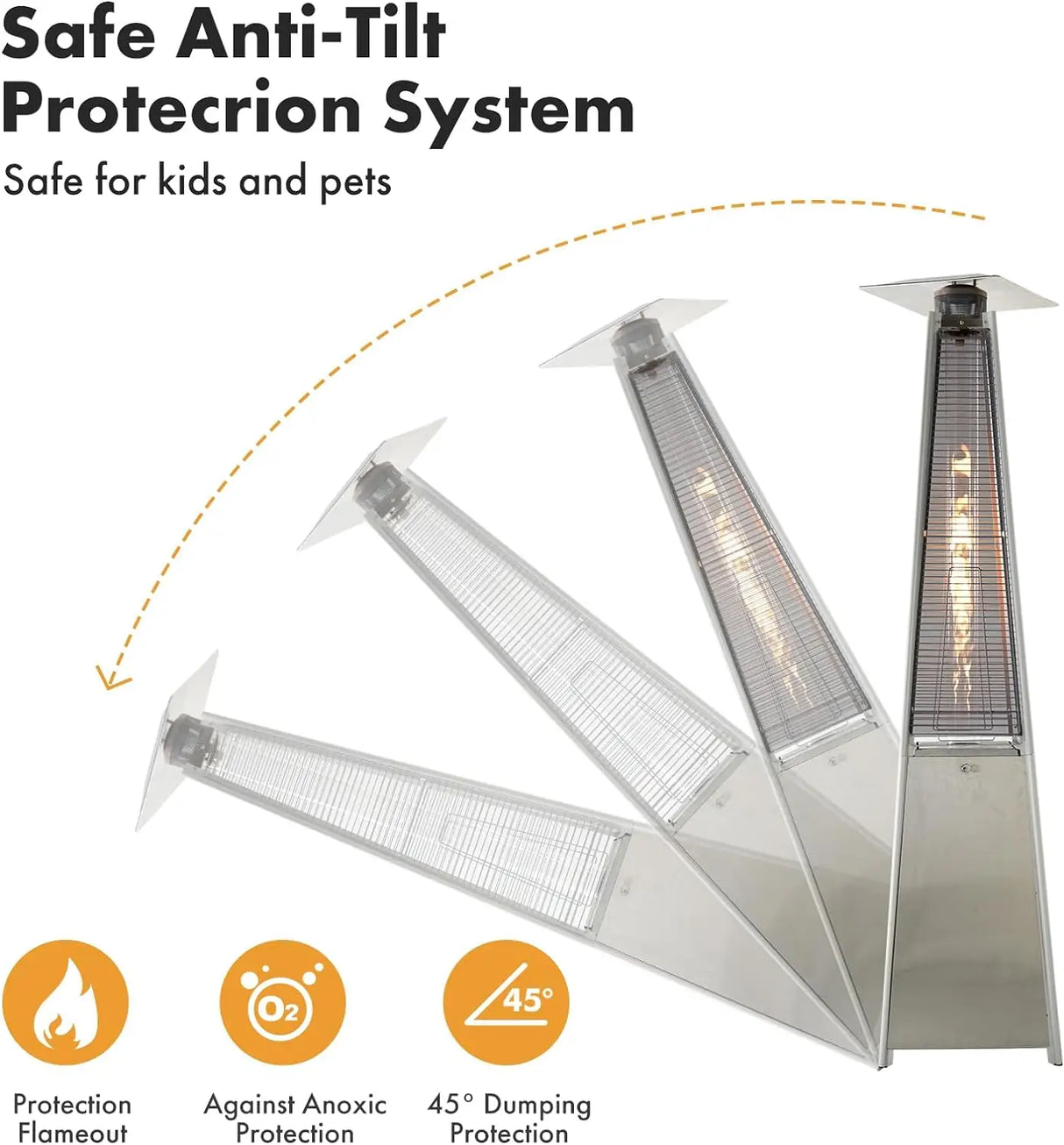 Propane Heater, Outdoor Patio Pyramid Flame with Wheels