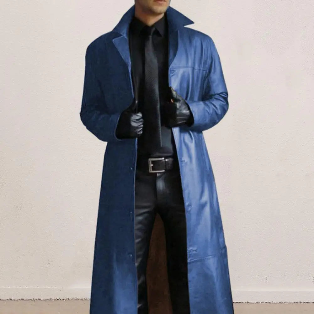 2023 New Men Lapel Goth Punk Black Long