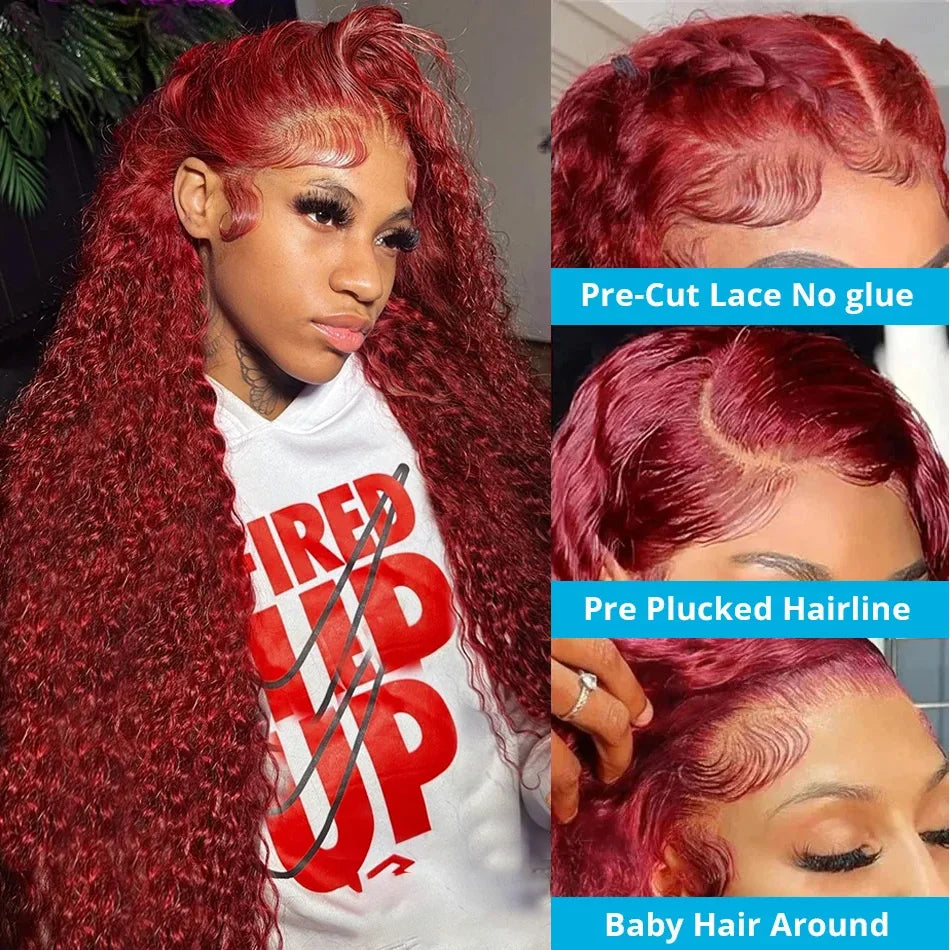 Cosdelu 13x4 Deep Curly Lace Frontal Wig 99J