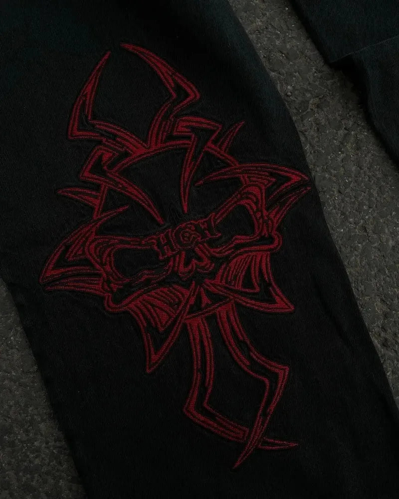 Harajuku Y2K men jeans vintage goth Skull Embroidery
