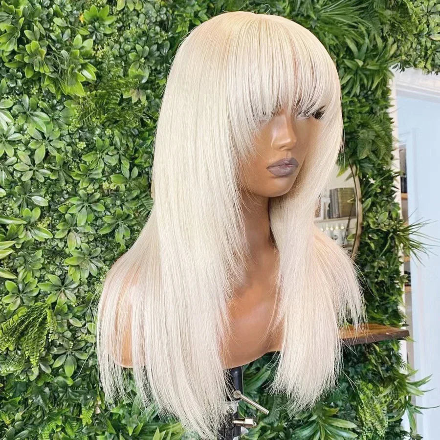 AIMEYA Platinum Blonde Synthetic Lace Front Wig for