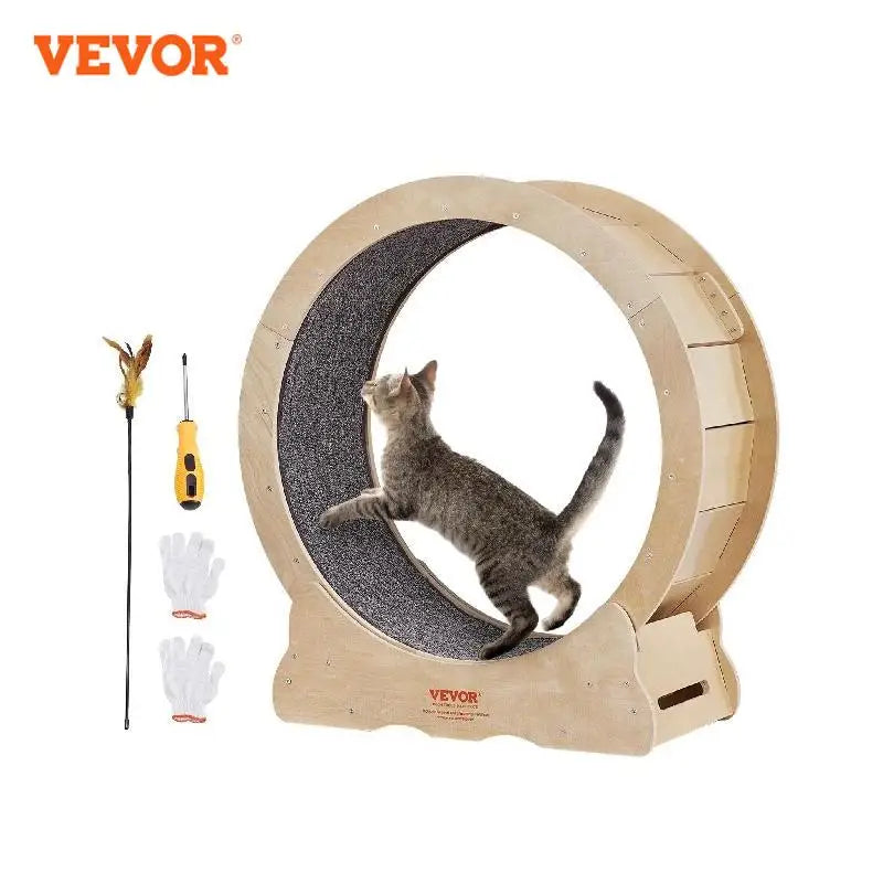 VEVOR Cat Exercise Wheel Natural Wood Silent Running
