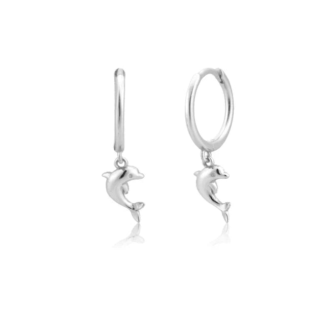 CCFJOYAS 925 Sterling Silver Lightning/Awl/Animal Pendant Hoop Earrings