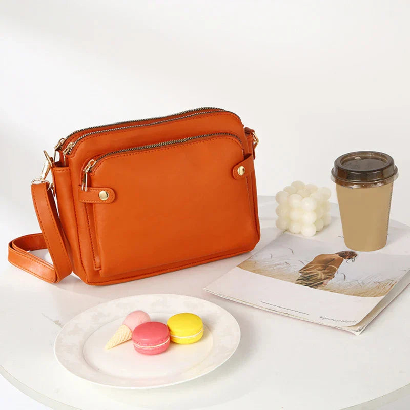 Crossbody Leather Shoulder Bags And Clutches Women's Three-Layer