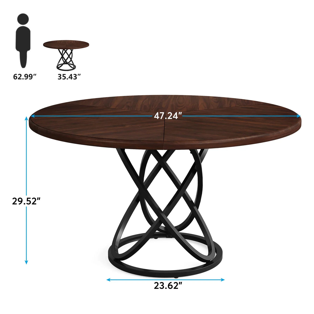 Tribesigns Round Dining Table for 4, 47 Inch