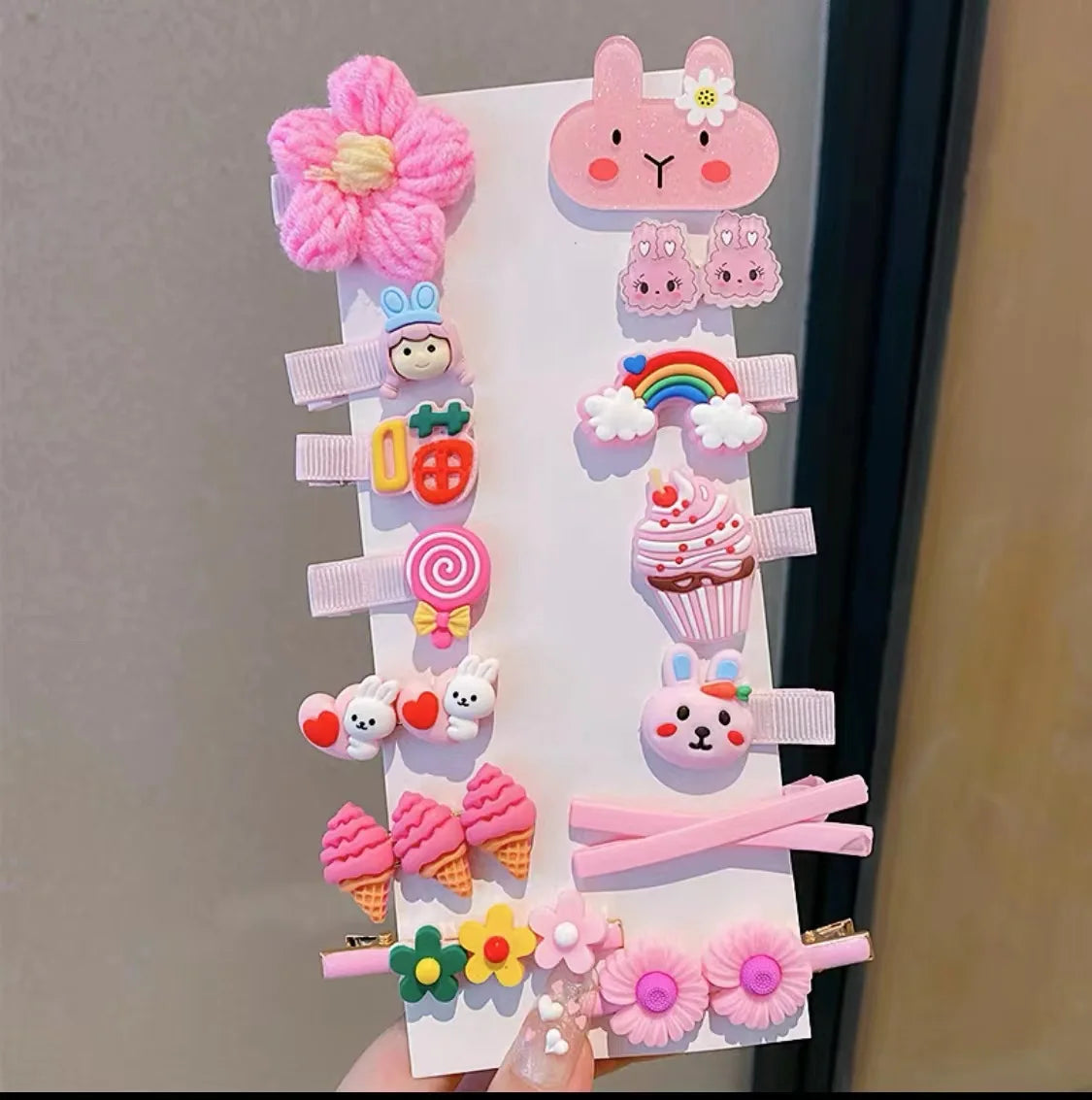 14Pcs/Set Cartoon Butterfly Rainbow Hairpin For Kids Girls
