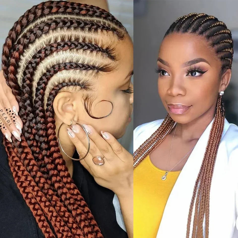 Long Synthetic 11 Braids Full Lace Wig Heat