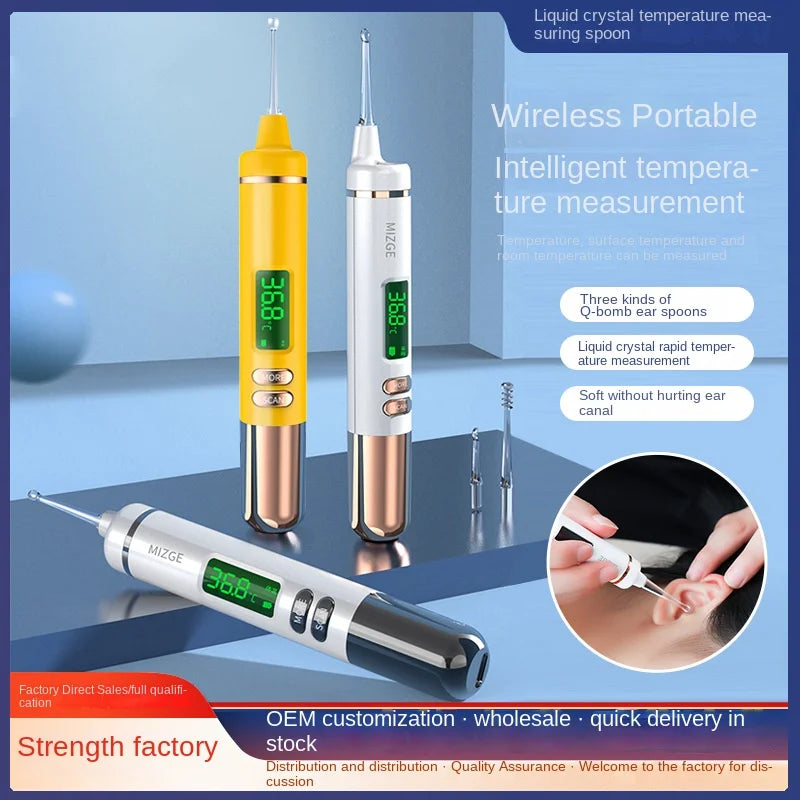 Smart Temperature Earpick Ear Cleaning Luminous Soft Silicone