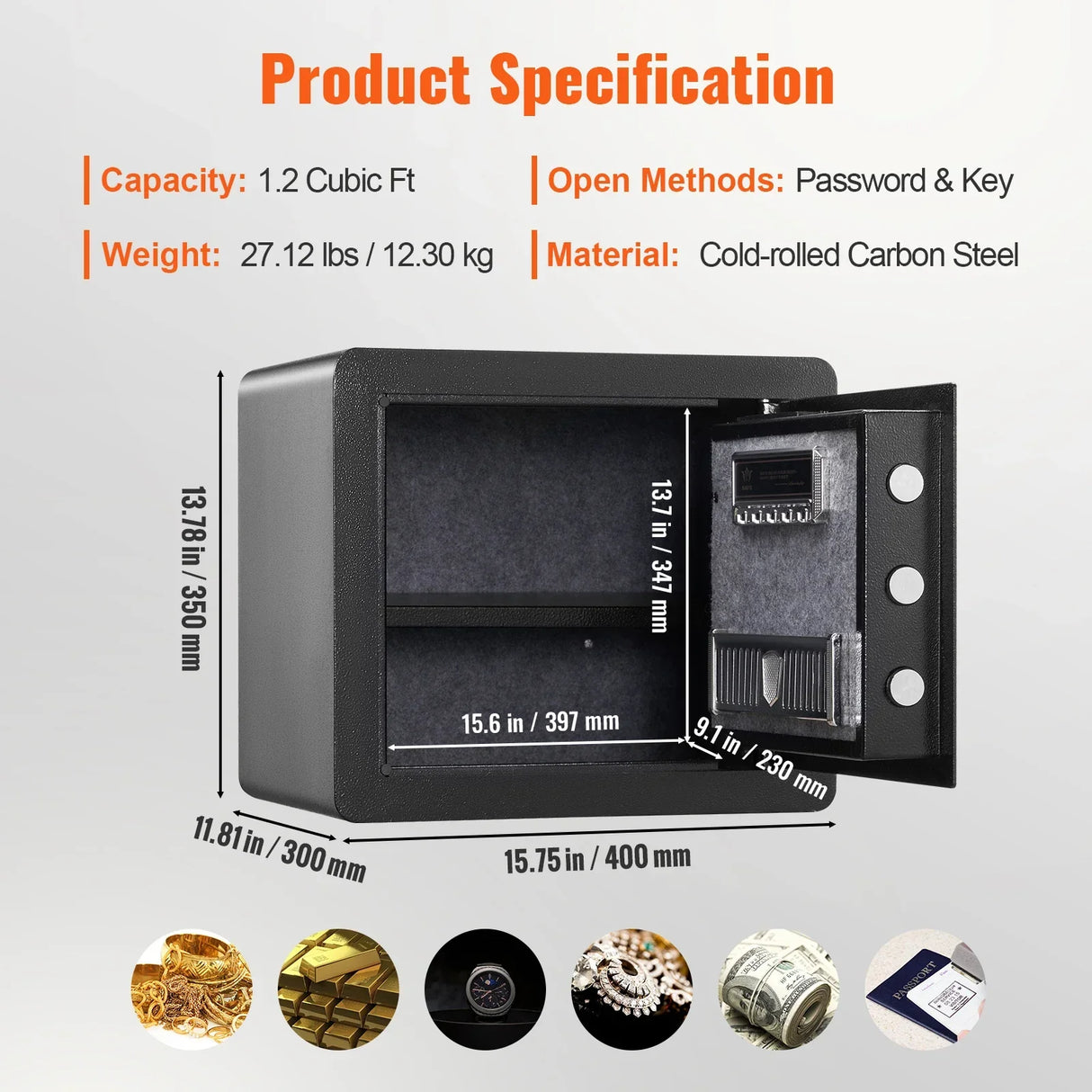 VEVOR 1.2/0.5 Cubbic Fit Electronic Safe Deposit Safe