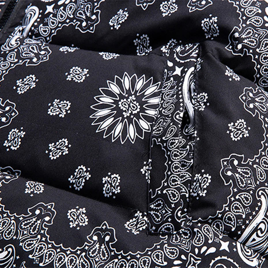 Winter Padded Vest Paisley Bandana Pattern Thick Warm