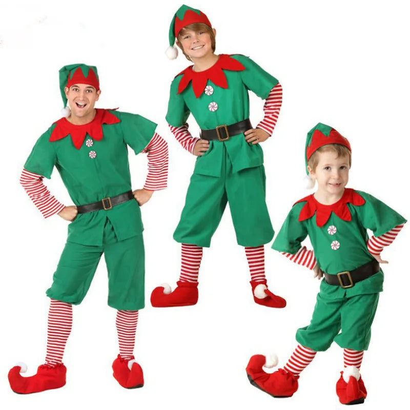 Boys Christmas Elf Costume Girls Xmas Santa Claus