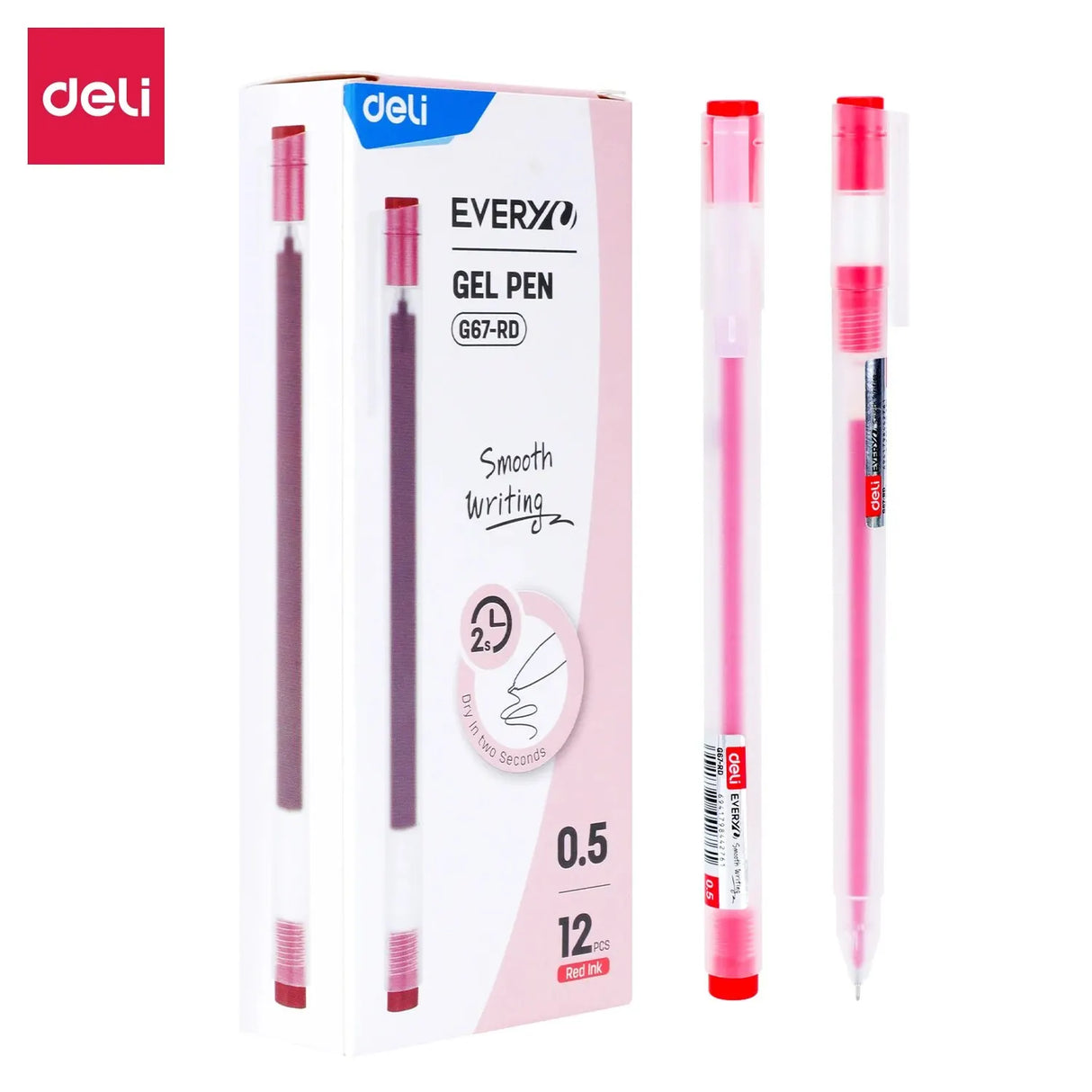 Deli 12pcs Quality 0.5mm Gel Pen 3 Colors