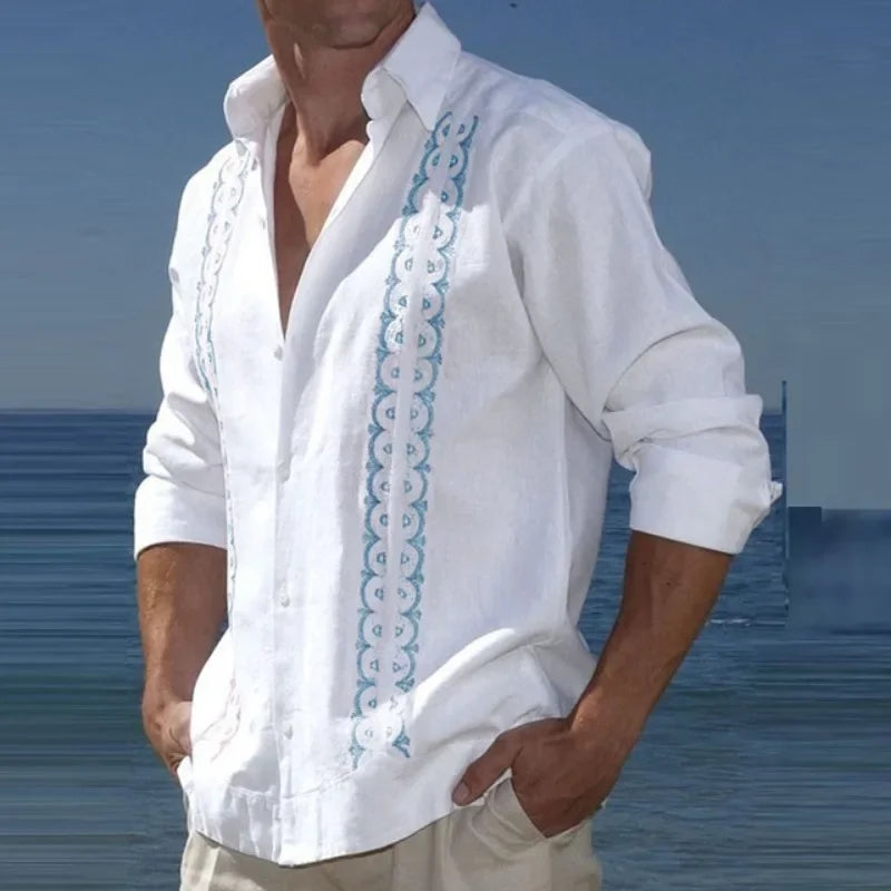 Men Clothing 2023 Fashion Button Turn-down Collar Blouse