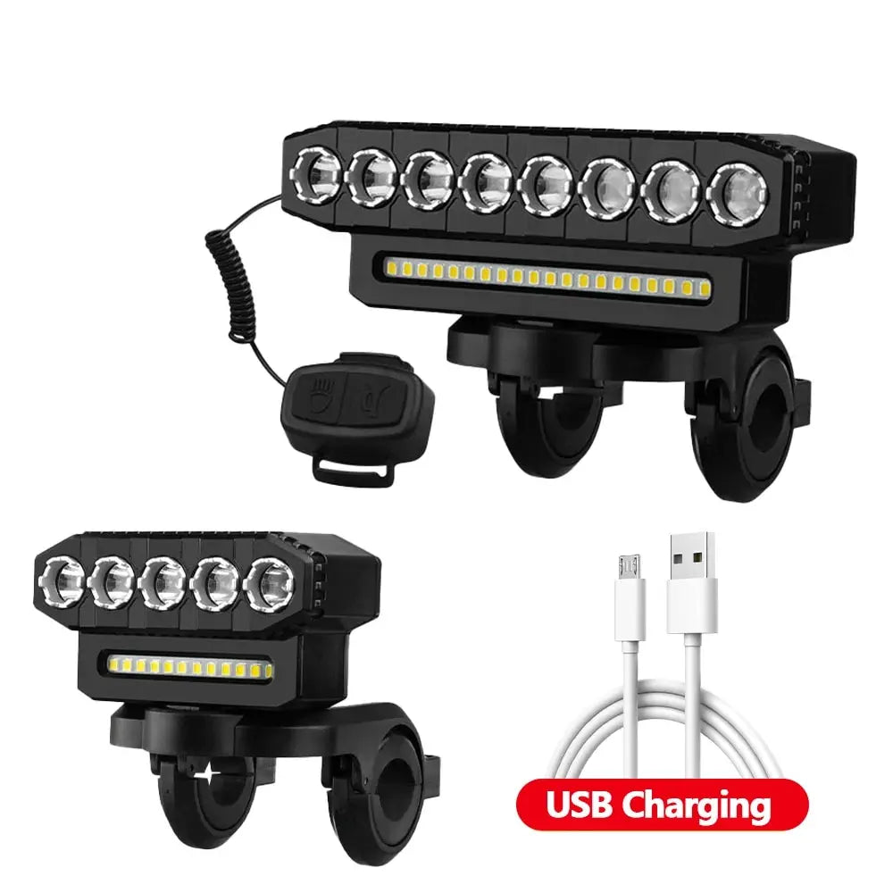8 LED Bicycle Front Light USB Rechargeable 130dB
