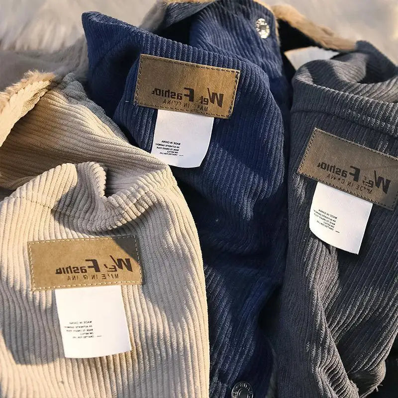 Male Casual Solid Thermal Warm Winter Corduroy Jackets