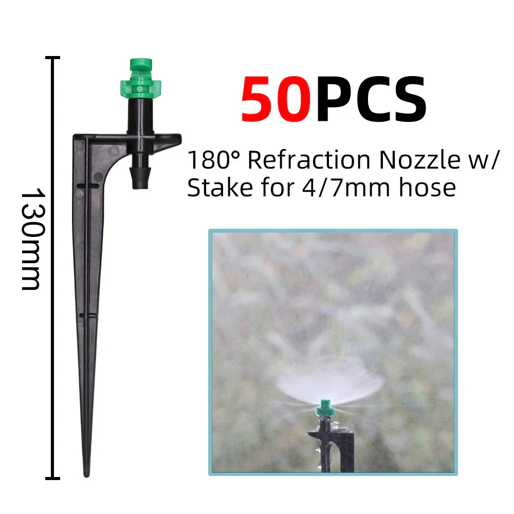 5-50m Garden Watering System 90/180/360 Degree Refraction Nozzle