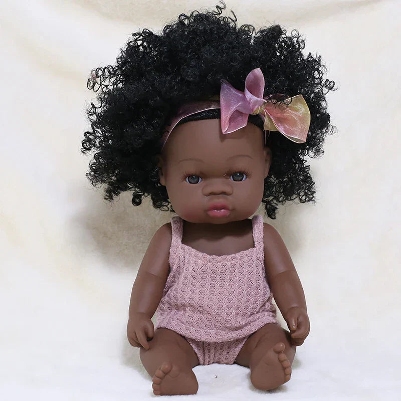 35cm Newborn Reborn African Doll Baby Simulation Soft
