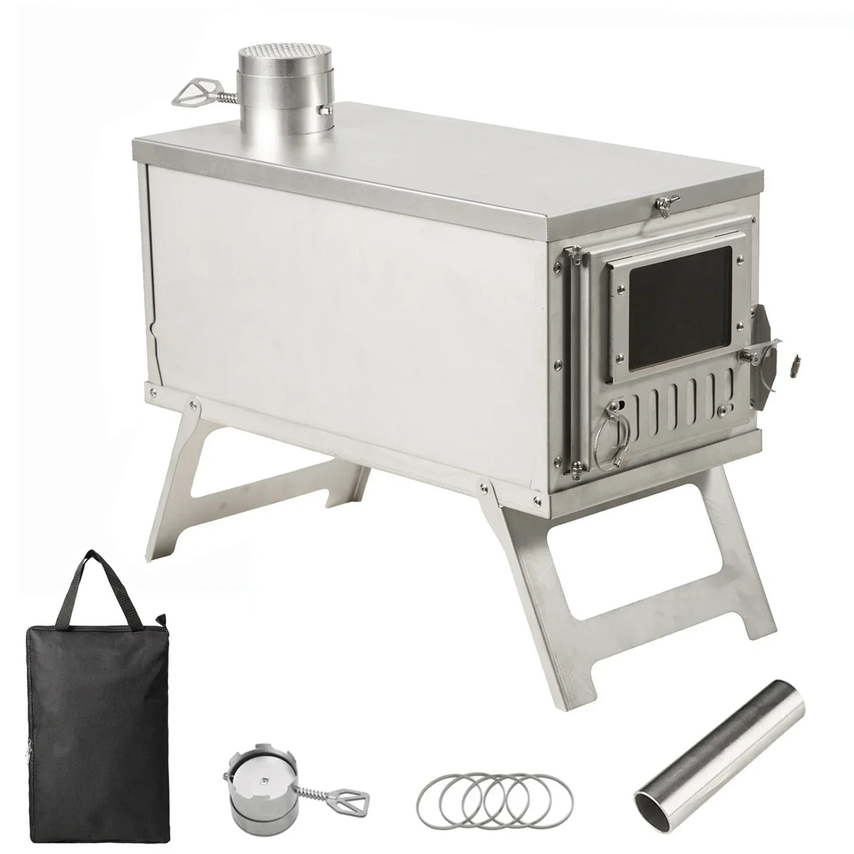 Portable Camping Tent Stove with Glass Window Outdoor