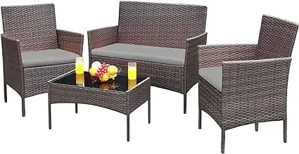 Patio Furniture Outdoor Acacia Wood Conversation Sofa Set