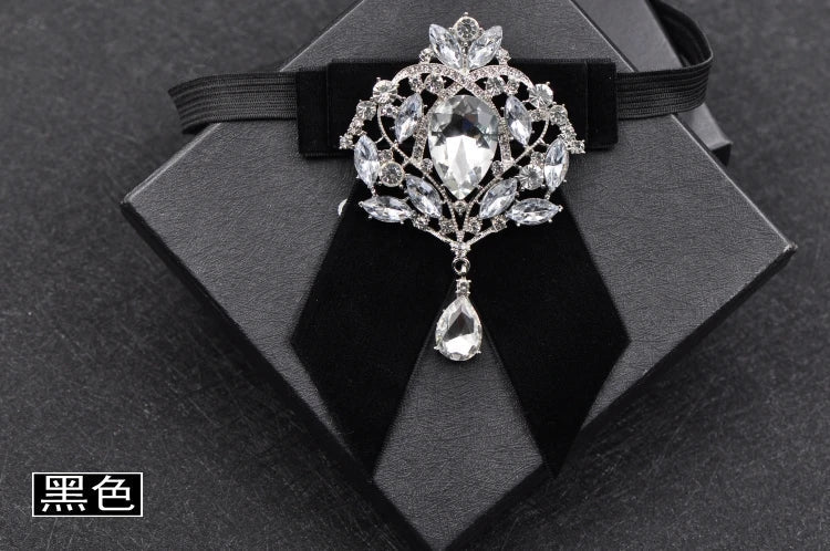 Men's Wedding Bow Tie Pins Set Luxury Rhinestone
