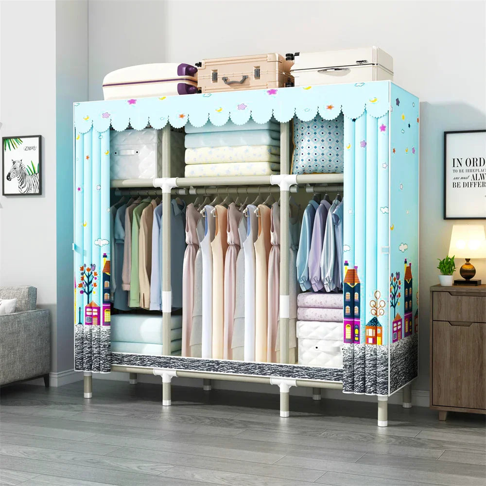 LEEGOHOME Wardrobe 145x45x170cm 26mm Painted Alloy Steel Pipe