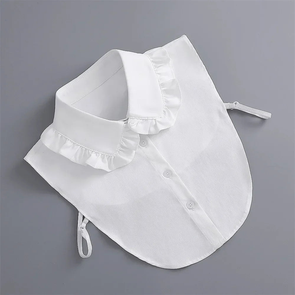 Women Fake Collar Shirt Ruffles Lapel Detachable Shirt