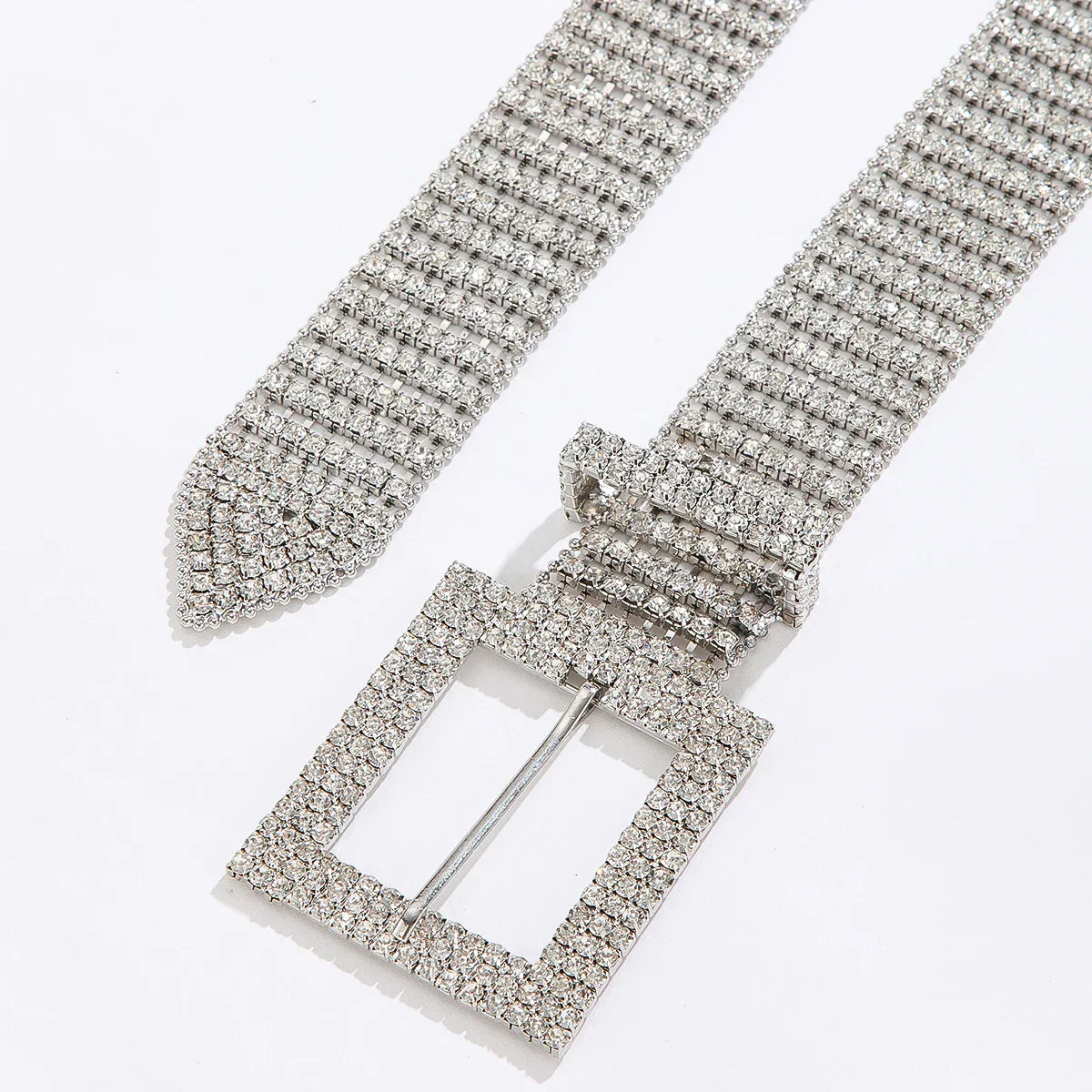 Fashion Waist 8 Rows Silver Rhinestones Decor Women`s