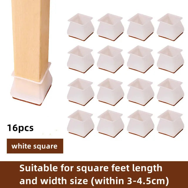8/16pcs Silicone Table Chair Leg Caps With Felt