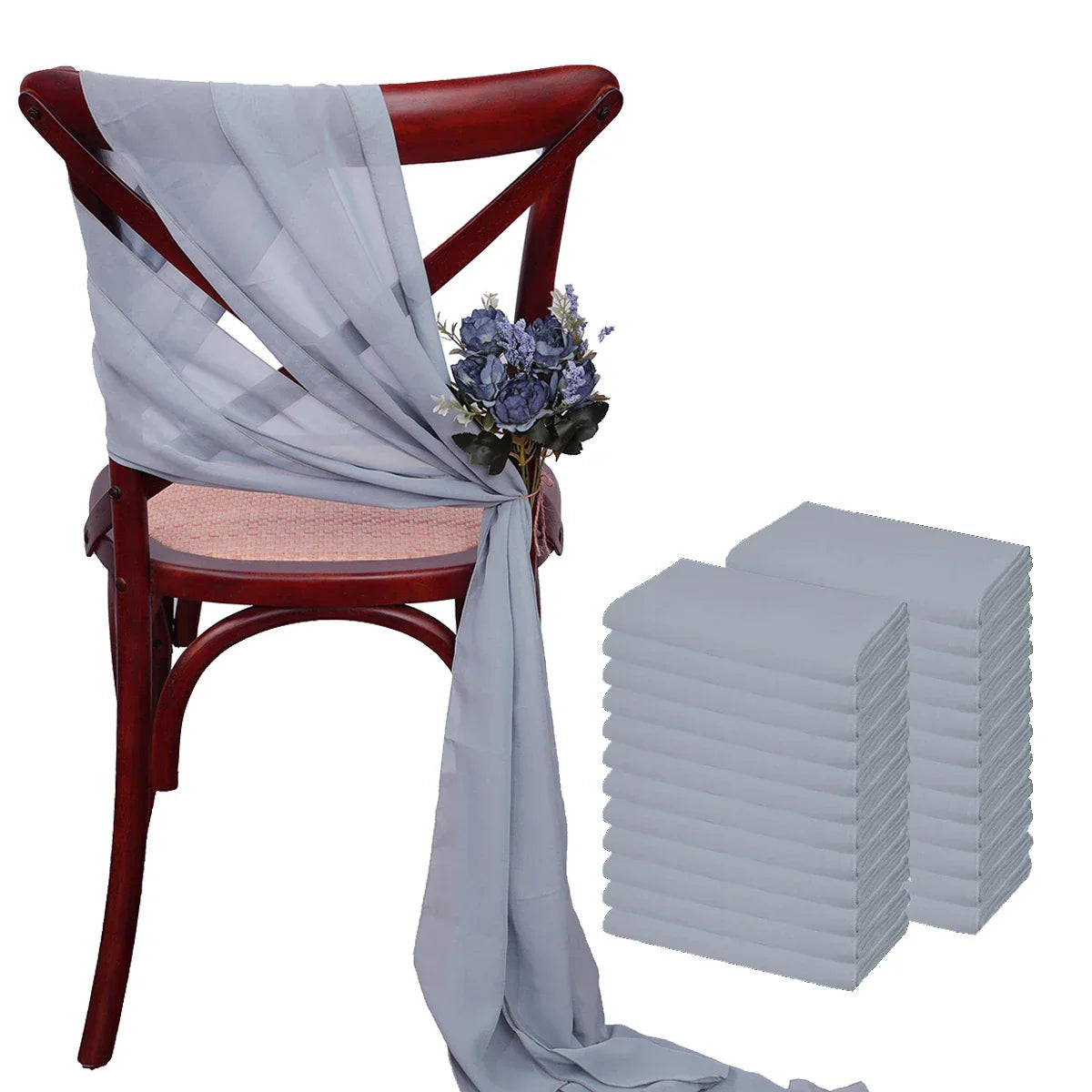 24 Pcs 17x275cm Chiffon Chair Sashes 12 Set