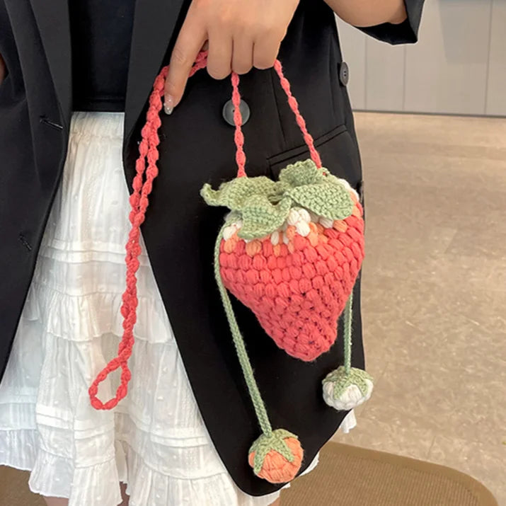 DIY Personalized Strawberry Crochet Sling Purses 2023 Novelty