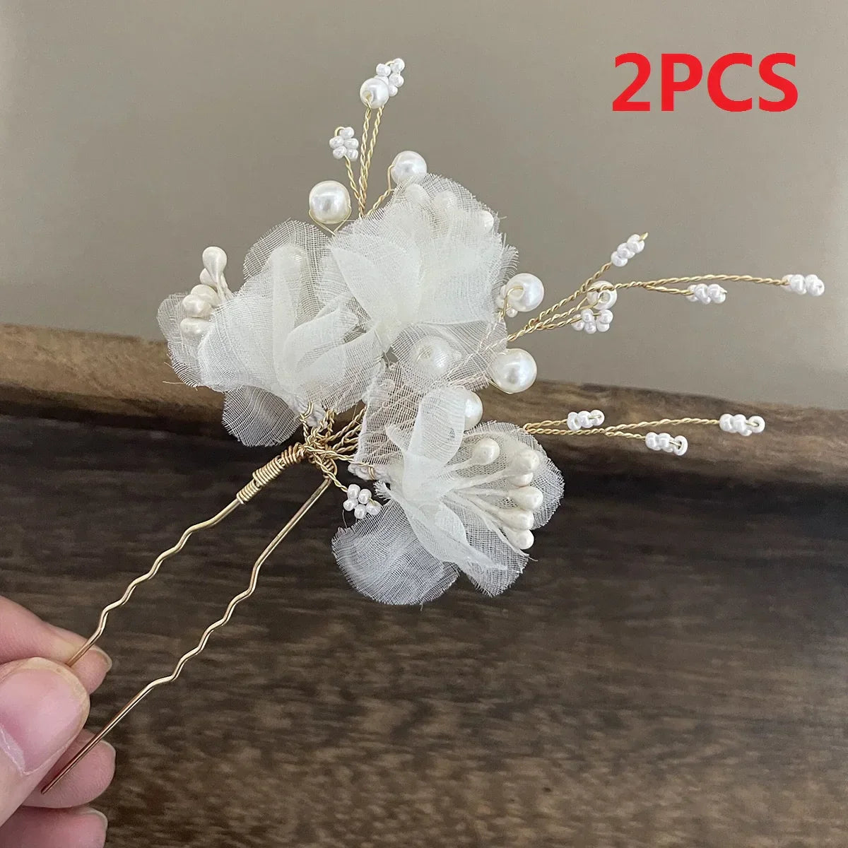 3PCS Flower Hairpin Bride Headdress For Women Pearl