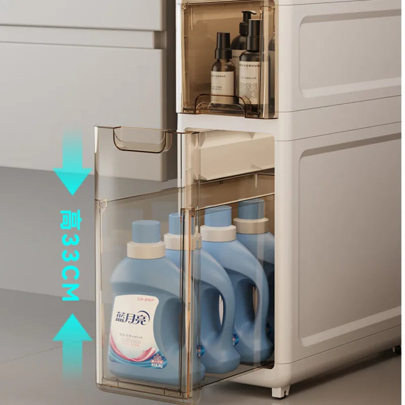 Multi-layer Bathroom Storage Cabinet Refrigerator Seam Organizer Drawers