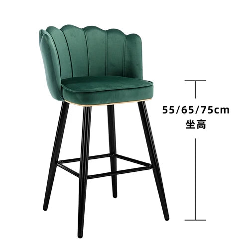 Leather High Bar Chair Modern Nordic Luxury Blue