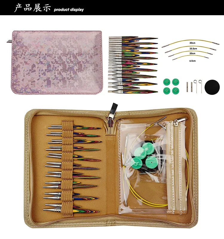 Knitting Needles Removable Ebony Wood 1 Set Crochet
