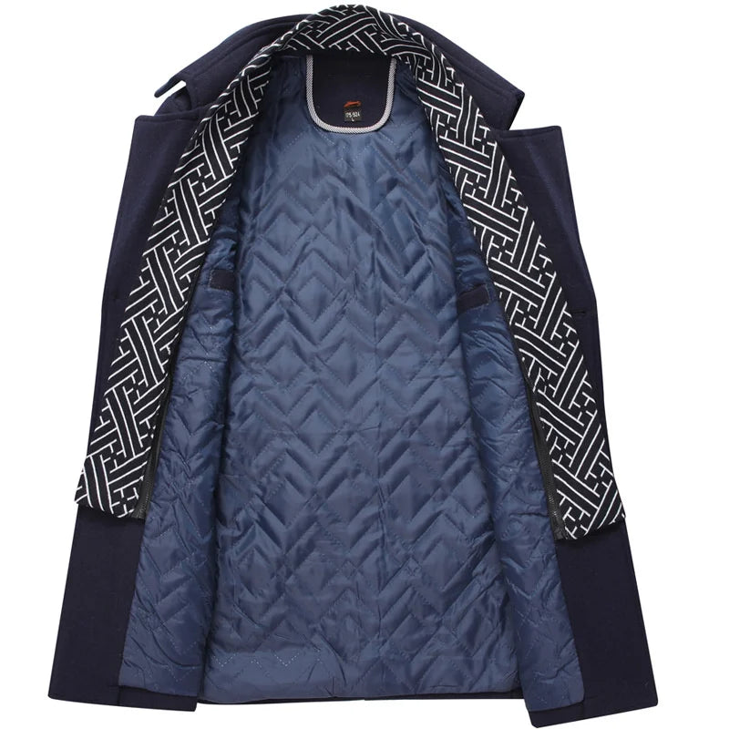 Winter Men's Woolen Coats Fashion Thicken Mid Length
