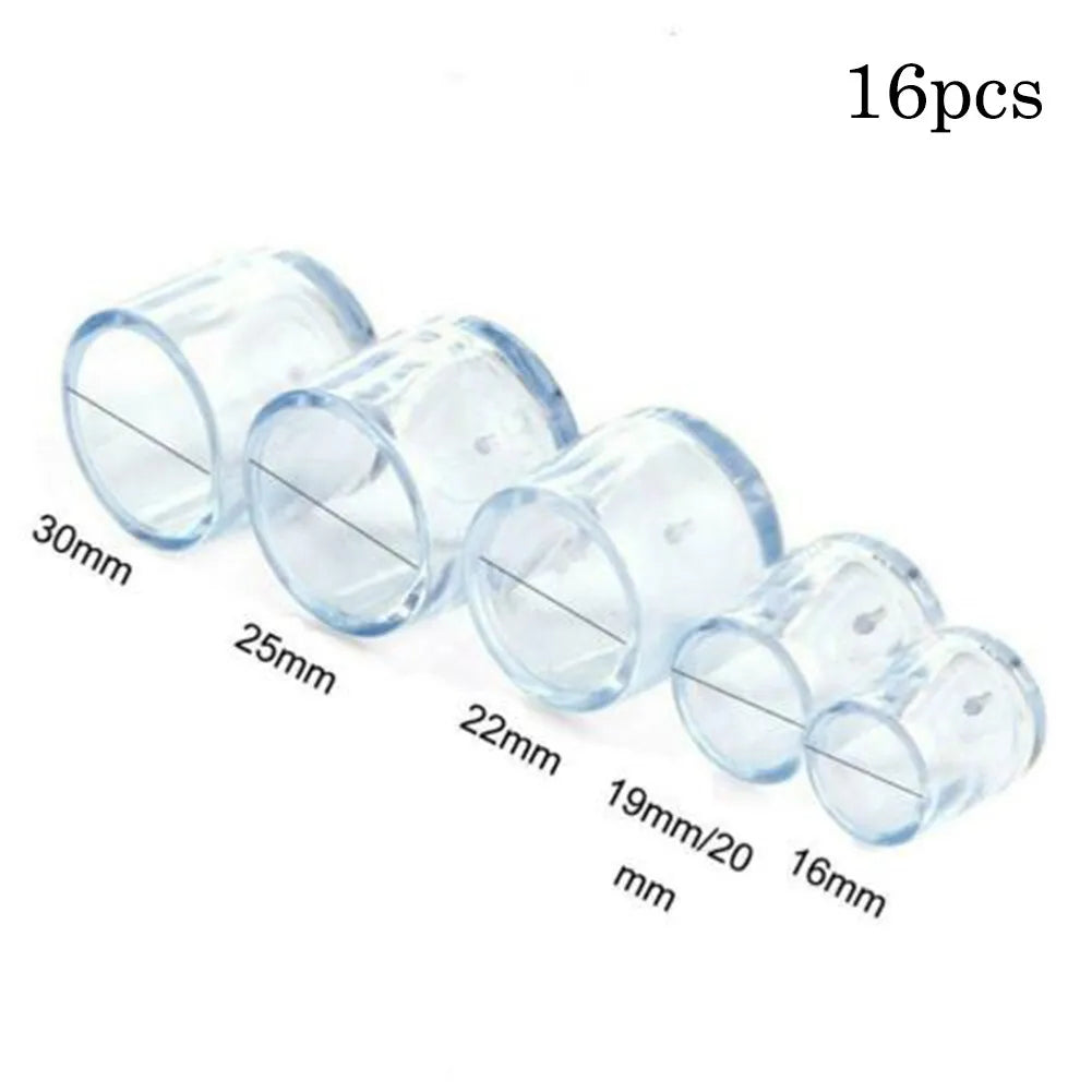 16Pcs 16/19/25/30mm Chair Leg Caps Rubber Feet Protector