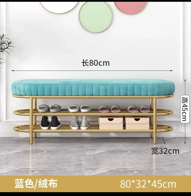 Nordic Shoe Bench Soft Cushion Multifunctional Shoe Rack