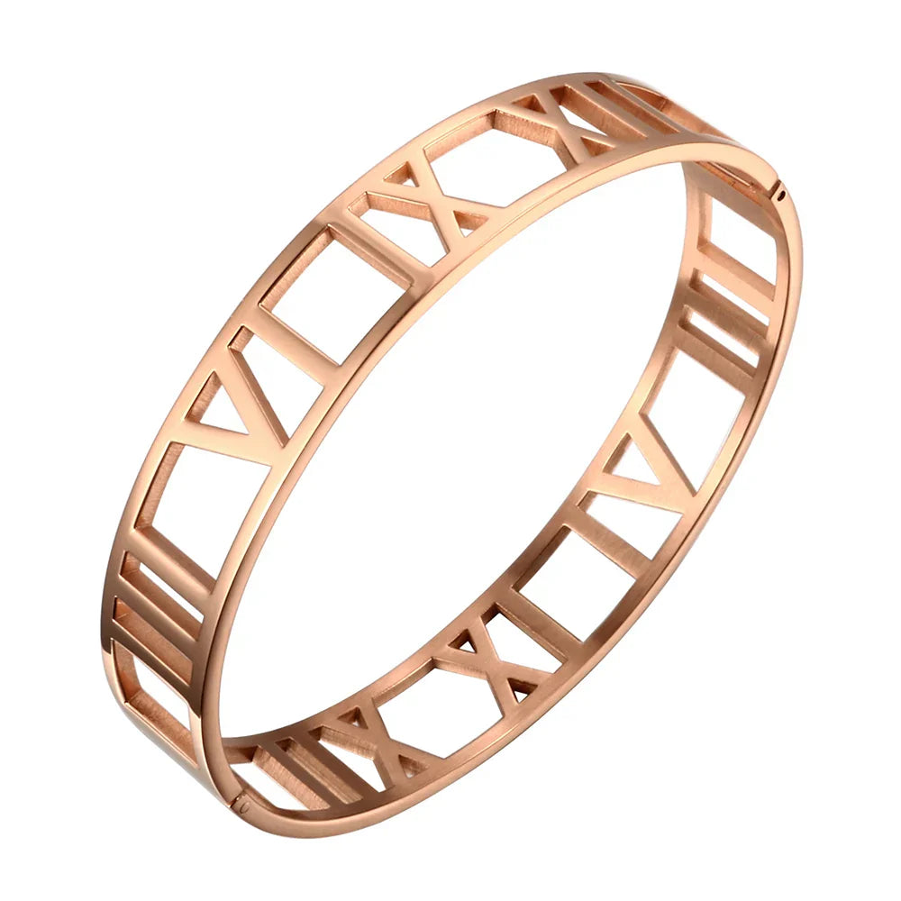 Hollow Roman Numeral Bracelets & Bangles 316L Stainless