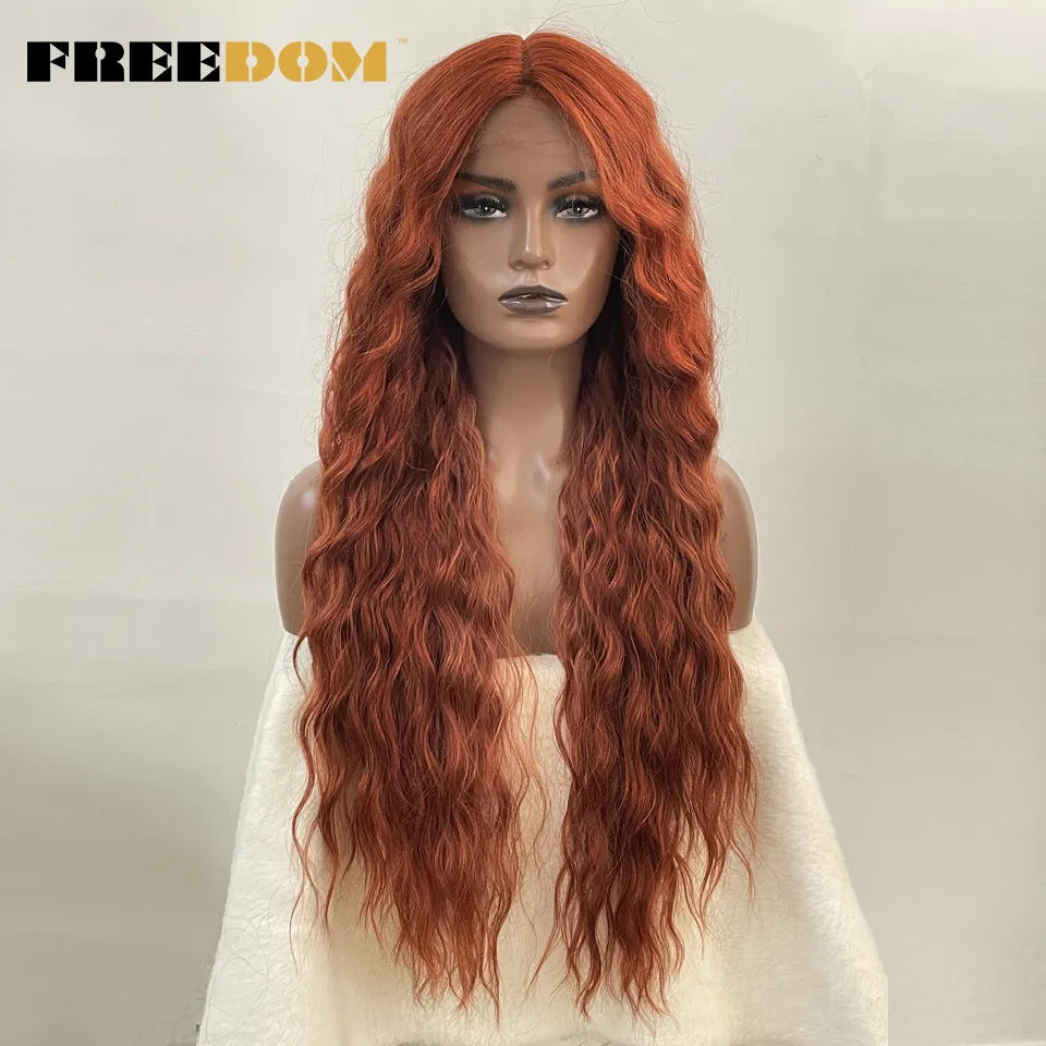 FREEDOM Synthetic Lace Wig Long Deep Wavy Ombre